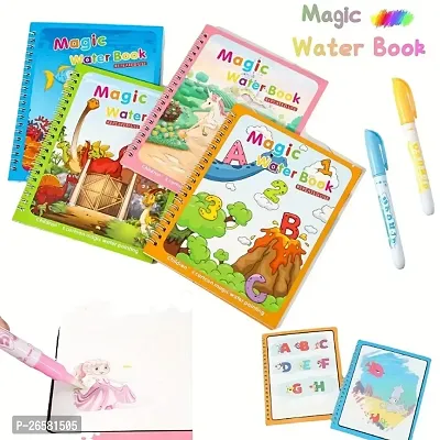 Water Magic Books | PACK OF 4| Unlimited Fun with Drawing for Kids | Chunky-Size Water Pen |Reusable Water-Reveal Activity Pad, as Birthday Return Gift-thumb0