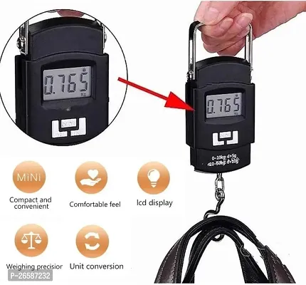 Fishing Scale, Hanging Scale, LCD Screen 110lb/50kg Portable Electronic Digital Postal Hook Luggage Shopping Spring Scale Weighing Scale (Black)-thumb0