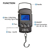 Fishing Scale, Hanging Scale, LCD Screen 110lb/50kg Portable Electronic Digital Postal Hook Luggage Shopping Spring Scale Weighing Scale (Black)-thumb1