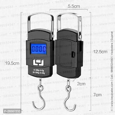 Fishing Scale, Hanging Scale, LCD Screen 110lb/50kg Portable Electronic Digital Postal Hook Luggage Shopping Spring Scale Weighing Scale (Black)-thumb3
