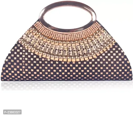 Stylish Black Velvet Embellished Clutches For Women-thumb0