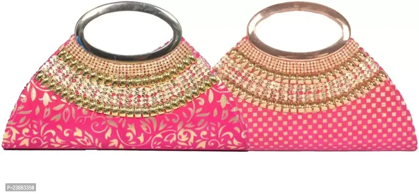 Stylish Multicoloured Velvet Embroidered Clutches For Women Pack Of 2