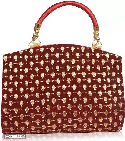 Stylish Maroon Fabric Embellished Clutches For Women