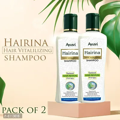 Ayusri Hairina Ayurvedic Hair Vitalizing Shampoo for Men  Women, Normal to Dry Hair, Frizzy Hair, Hair Fall Control, Anti-Dandruff, Moisturizing, Natural Hair Smoothening, Conditioning, 400+40 ml-thumb0