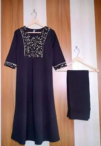 Stylish Fancy Designer Crepe Kurta With Bottom Wear Set