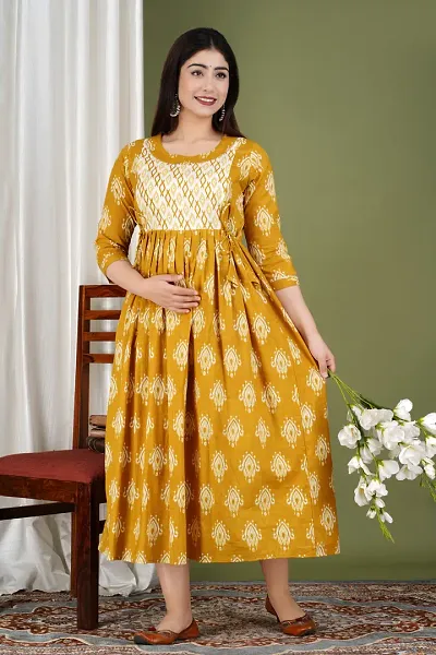 Stylish Rayon Anarkali Stitched Maternity Kurta For Women