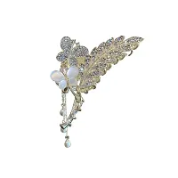 Shivoria Fashion Shiny Crystal Leaves Barrettes for Women Summer Metal Butterfly Shark Hairpin Female Cute Large Claw Hair Clip-thumb1