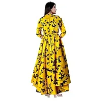 HOMEZILLA Printed Rayon Blend Stitched Flared/A-line Gown-XL Yellow-thumb1