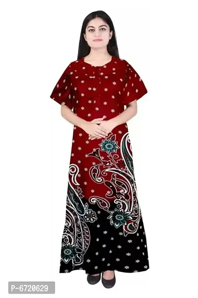 Multicoloured Cotton Self Pattern Nightwear For Women