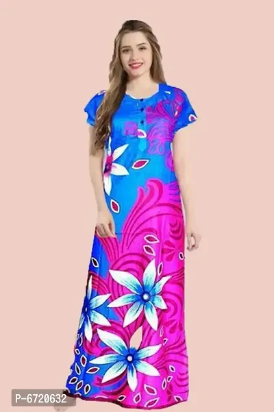 Multicoloured Cotton Self Pattern Nightwear For Women