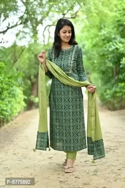 Stylish Green Rayon Kurtas For Women-thumb0