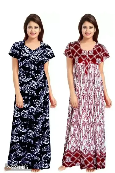 Beautiful Cotton Printed Nighty Combo Pack of 2 For Women-thumb0