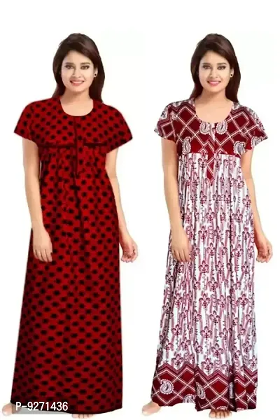 Beautiful Cotton Printed Nighty Combo Pack of 2 For Women-thumb0