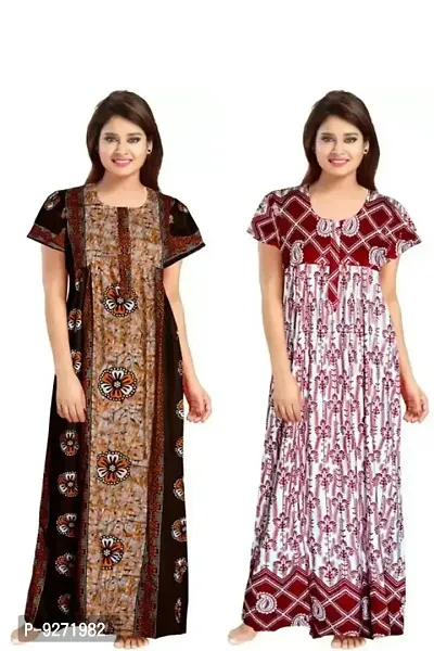 Fabulous Cotton Printed Nighty For Women- Pack Of 2-thumb0