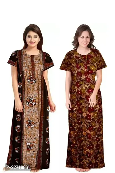 Fabulous Cotton Printed Nighty For Women- Pack Of 2