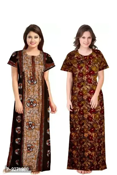 Fabulous Cotton Printed Nighty For Women- Pack Of 2-thumb0