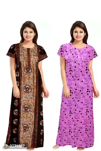 Fabulous Cotton Printed Nighty For Women- Pack Of 2-thumb0