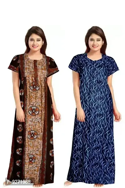 Fabulous Cotton Printed Nighty For Women- Pack Of 2