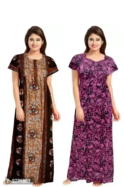 Fabulous Cotton Printed Nighty For Women- Pack Of 2