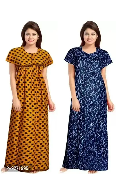 Fabulous Cotton Printed Nighty For Women- Pack Of 2-thumb0