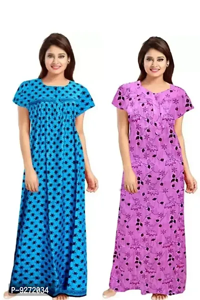 Fabulous Cotton Printed Nighty For Women- Pack Of 2-thumb0