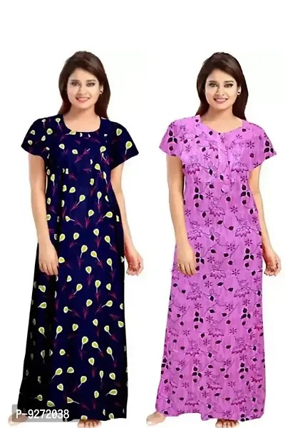 Fabulous Cotton Printed Nighty For Women- Pack Of 2-thumb0