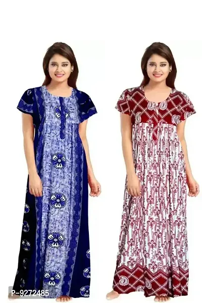 Stylish Fancy Cotton Printed Nighty Combo For Women Pack Of 2