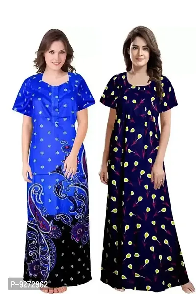 Stylish Fancy Cotton Printed Nighty Combo For Women Pack Of 2