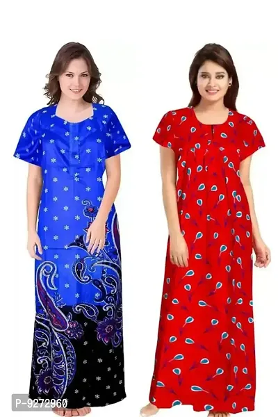 Stylish Fancy Cotton Printed Nighty Combo For Women Pack Of 2