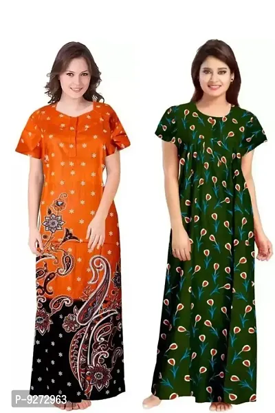 Stylish Fancy Cotton Printed Nighty Combo For Women Pack Of 2