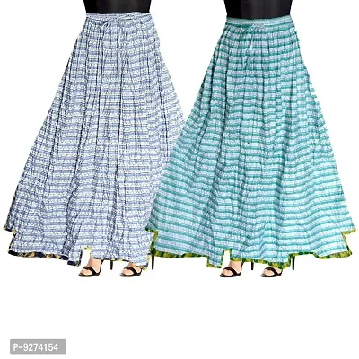 Fashionable Cotton Printed Maxi Skirt For Women Combo Pack Of 2-thumb0