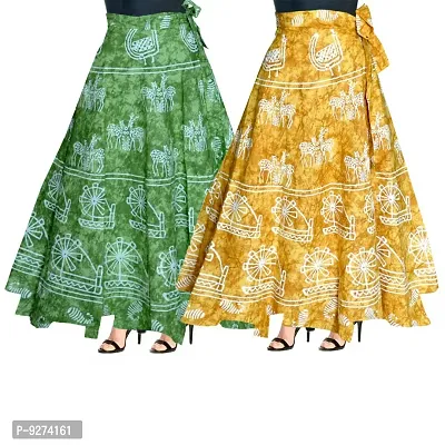 Fashionable Cotton Printed Maxi Skirt For Women Combo Pack Of 2-thumb0