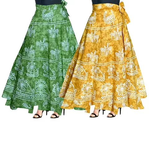 Printed Maxi Skirt for Women Combo of 2