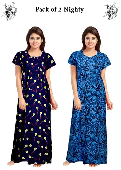 Lucknow Chikankari Handcrafted Night Gown Nighty for Women , Cotton –  Indiankala4u