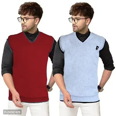 Classy Regular Fit Wool Solid Sweaters for Men - Combo of 2