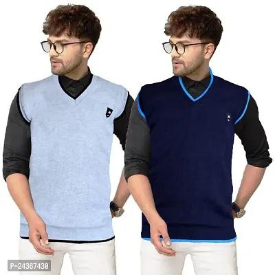 Classy Regular Fit Wool Solid Sweaters for Men - Combo of 2
