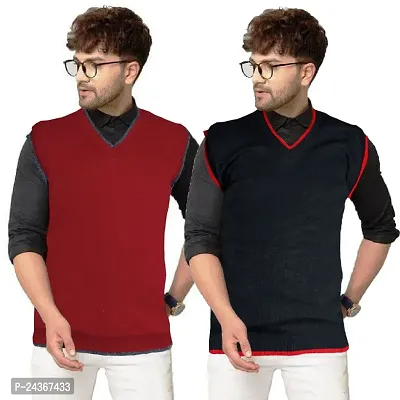 Classy Regular Fit Wool Solid Sweaters for Men - Combo of 2-thumb0