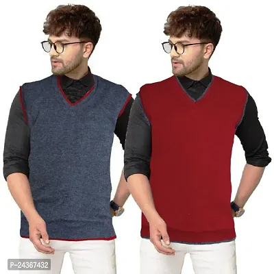 Classy Regular Fit Wool Solid Sweaters for Men - Combo of 2-thumb0
