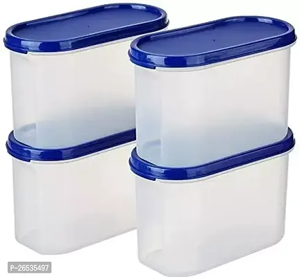 Kkart Oval Kitchen Storage Container with plain lids for Rice Dal Atta Cereals Snacks 1500 ml capacity set of 4-thumb0