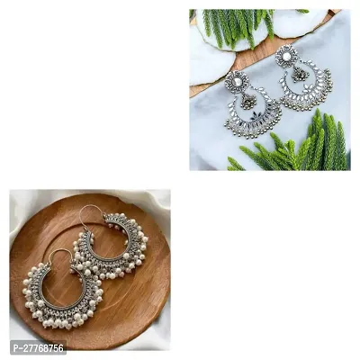 Silver  Oxidised  Combo Earrings