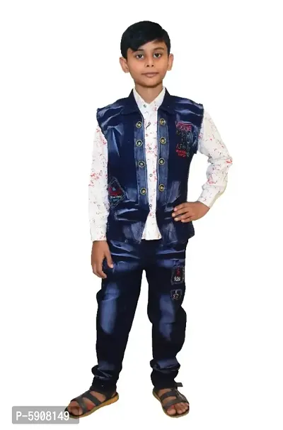 Boys Denim Party Wear Dress-thumb0