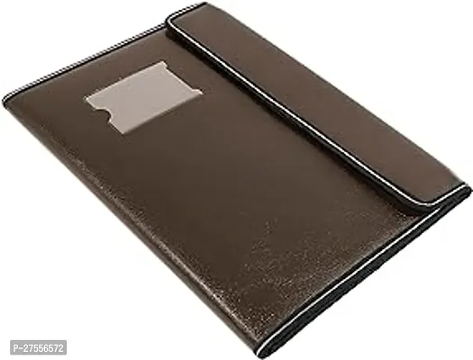 Pu Leather Document File Folder A4 Size Document Organizer Executive File For Certificates (Magnet File Folder 40 Sleeve- Dark Brown)-thumb0
