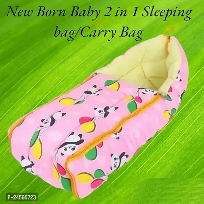 New born baby 2 in 1 sleeping bag and carry bag -Pink Panda-thumb0
