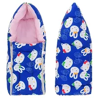 Baby Quilt/Sleeping Bag Cum Baby Carry Bag - Blue Kitty-thumb1