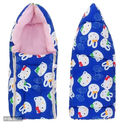 Baby Quilt/Sleeping Bag Cum Baby Carry Bag - Blue Kitty-thumb2