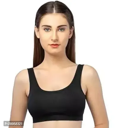 Stylish Black Cotton Blend Solid Bras For Women-thumb0