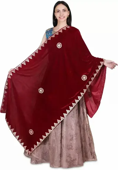 Elite Velvet Embroidered Dupattas For Women