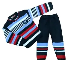 Woolen Winter Wear Top And Bottom Kids Boy And Girls Black Red Line Color Sweater Combo Pack Of 1-thumb2