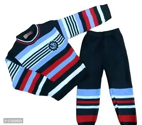 Woolen Winter Wear Top And Bottom Kids Boy And Girls Black Red Line Color Sweater Combo Pack Of 1-thumb3