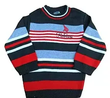 Woolen Winter Wear Top And Bottom Kids Boy And Girls Black Red Line Color Sweater Combo Pack Of 1-thumb1